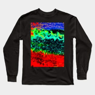 Tsunami pouring acrylic paint Long Sleeve T-Shirt